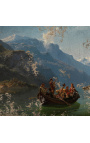 Maľovanie "Svadobné spracovanie na Hardangerfjord" - Adolf Tidemand & Hans Gude