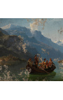 Pintura "Procissão de casamento no Hardangerfjord" - Adolf Tidemand & Hans Gude