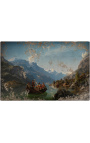 Pintura "Procissão de casamento no Hardangerfjord" - Adolf Tidemand & Hans Gude