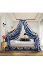 Barock Baldachin Bett mit Goldholz und Bleu "Rebellen" satingewebe