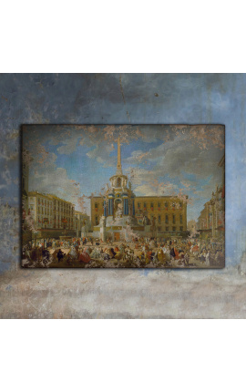 Pintura "La Piazza Farnese decorado para una fiesta" - Giovanni Paolo Panini