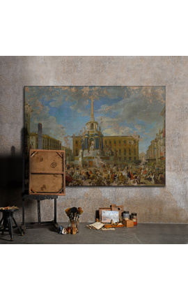 Pintura &quot;A Piazza Farnese decorada para uma festa&quot; - Giovanni Paolo Panini