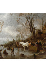 Pintura "Paisaje de invierno cerca de una posada" - Isack van Ostade