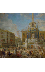 Malování "Piazza Farnese zdobena pro večírek" - Giovanni Paolo Panini