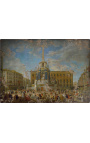 Maalaaminen "Piazza Farnese koristeltu juhlaan" - Pääosat Giovanni Paolo Panini