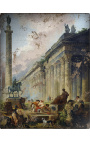 Malování "Představitelný pohled na Řím se sochou Marka Aurelius" - Hubert Robert