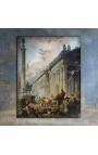 Dipinto "Veduta immaginaria di Roma con la statua di Marco Aurelio" - Hubert Robert