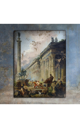 Картина "Въображаем изглед на Рим със статуята на Марк Аврелий" - Юбер Робер