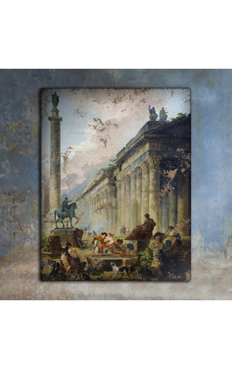 Maling "Imaginær utsikt over Roma med statuen av Marcus Aurelius" - Hubert Robert