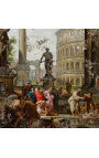 Pictură "Filosoful Diogenes aruncă pânză" - Etichetă: Giovanni Paolo Pannini