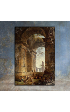 Maling "Ruiner med obelisk" - Hubert Robert