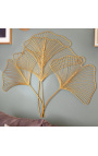 Grote gouden metalen Ginkgo blad wanddecoratie