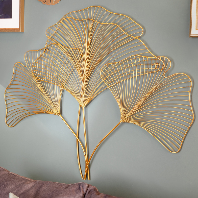 déco murale feuilles de ginkgo dorée 72cm - Conforama
