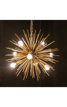 "Slunce" chandelier v zlatém kovu - 50 cm v průměru