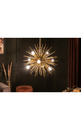 &quot;Slunce&quot; chandelier v zlatém kovu - 50 cm v průměru