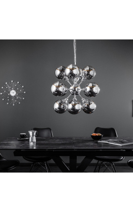 &quot;Galaxie&quot; konstrukční chandelier s 12 kouřenými skleněnými koule