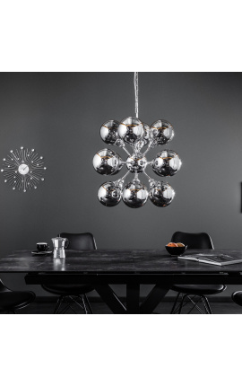 &quot;Galaxy&quot; design chandelier with 12 smoked glass globes