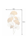 Decoração de parede grande folha de ginkgo de metal dourado