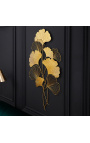 Decoração de parede grande folha de ginkgo de metal dourado