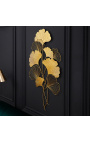Grande décoration murale en métal doré feuilles de Ginkgo