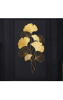 Decoração de parede grande folha de ginkgo de metal dourado