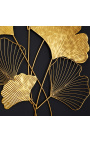 Decoração de parede grande folha de ginkgo de metal dourado