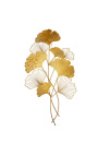 Decoração de parede grande folha de ginkgo de metal dourado