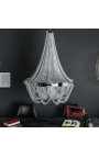 "Versailles" designer chandelier in silver-coloured metal