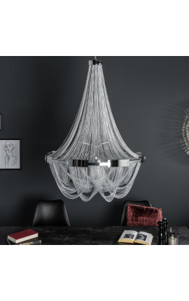 "Versailles" designer lysekrone i sølv-farvet metal