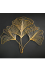 Grote gouden metalen Ginkgo blad wanddecoratie