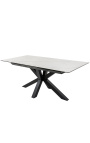 "Oceanis" jídelní stůl v černém oceli a bílém mramoru v keramickém povrchu 180-225