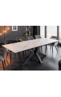 "Oceanis" matbord i svart stål og hvit marmor keramikk topp 180-225