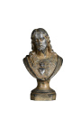 Statuette "Bust af det Hellige Hjerte" i sort patineret gips