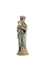 Large polychrome plaster statue "Madonna and child crowned"