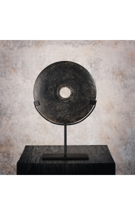 Discul negru în piatră pe suport de metal negru - dimensiune M