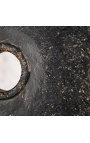 Black disc in stone on matt black metal support - size M