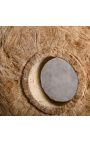 Бял диск в камък върху матова черна метална опора - размер L