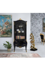 Barokke vitrinekast zwart glanzend gelakt met goudbronzen