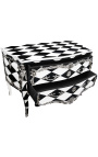 Commode baroque style of Louis XV "Checkerboard" black and white.