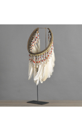 Collaret cerimonial blanc primitiu d&#039;Indonèsia