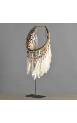 Primitive white ceremonial necklace from Indonesia