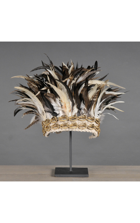 Black and white primitive headdress from Indonesia