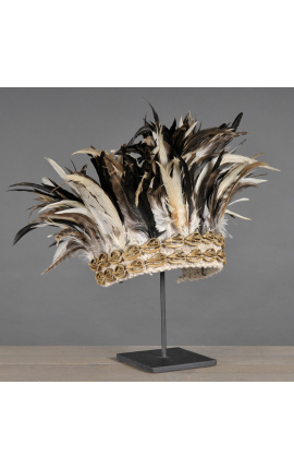 Black and white primitive headdress from Indonesia