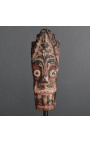 Màscara d'estàtua de lleó de fusta tallada Batak sobre base metàl·lica