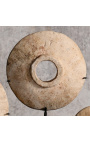 Set di 3 piccoli dischi di pietra su una base di metallo