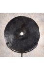 Disque Noir en pierre sur support en métal noir mat - taille M
