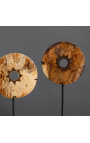 Набор из 5 индонезийских коричневых костяных дисков на подставке