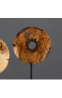 Набор из 5 индонезийских коричневых костяных дисков на подставке