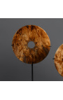 Komplet 5 rjavih indonezijskih diskov v kosti na podstavku