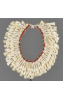 Weiße und rote Halskette aus Sumba (Indonesien), handgewebt